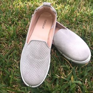 TOPSHOP Herringbone sneaker sliders 38 EUC 7.5 US